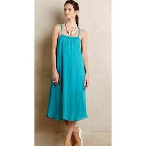 New Anthropologie Verano Turquoise Midi Lace Back Dress $148 Medium